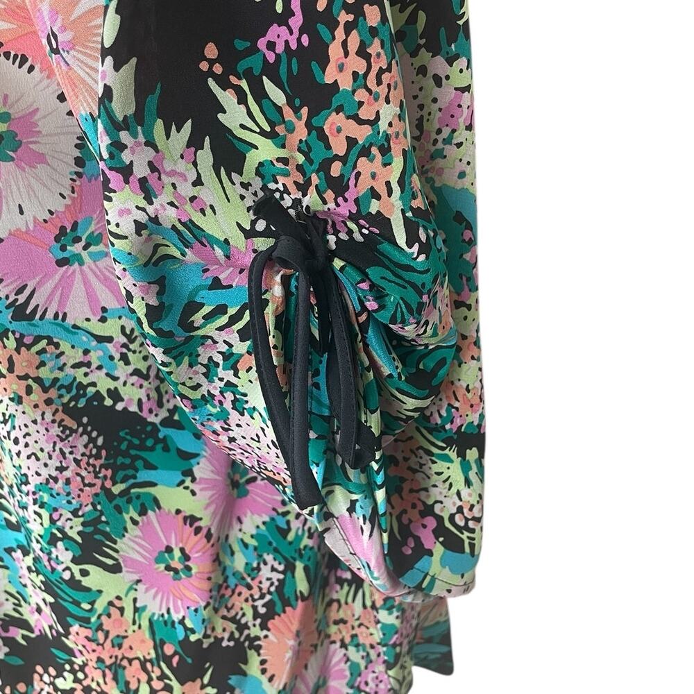 Yumi Kim Silk Floral Blouse Top Size Large Boho Bold Classic Unique - Picture 6 of 12